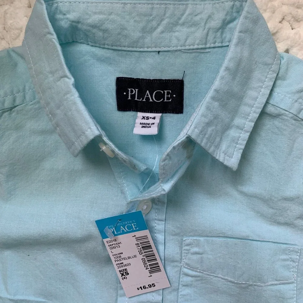 NWT Boys The Children's Place Button Down Shirt (Blue) XS/4
